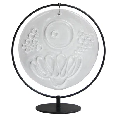 Pre-owned Holmegaard Handmade Glass Relief / Sun Catcher Abstract Motif "summer", 1975 In Gray