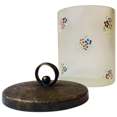 Pre-owned Holmegaard Handprinted Antique Marmelade Jar With Flowers From  In Sand