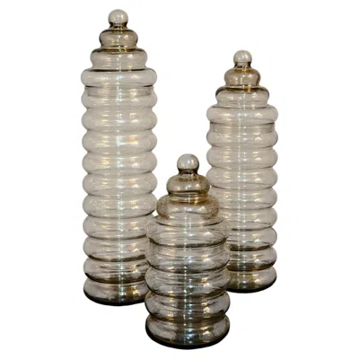 Pre-owned Holmegaard Jacob Bang For  Primula Glass Canister Set Beehive Apothecary Jars In Brown