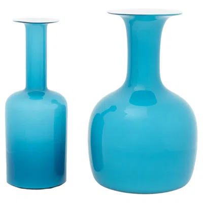 Pre-owned Holmegaard Kastrup  Turquoise Blue Glass Vases By Otto Brauer, Denmark