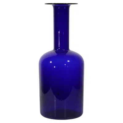 Pre-owned Holmegaard Large Cobalt Glass Gulvase By Otto Brauer For  C. 1960's In Blue