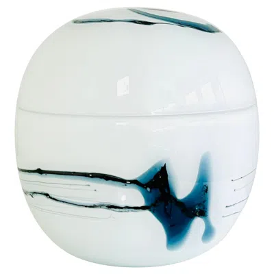 Pre-owned Holmegaard Large Lidded Glass Art Bowl By Michael Bang For , Denmark In Gray