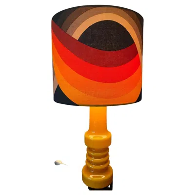 Pre-owned Holmegaard Mid-century  Glass Table Lamp With New Custom Made Lampshade In Red