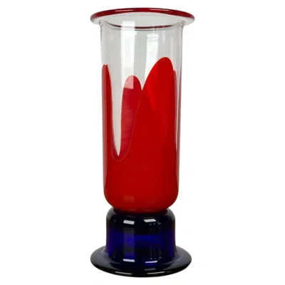 Pre-owned Holmegaard Mid-century Modern Danish Carnival Vase Christel Holmgren Exner  In Red