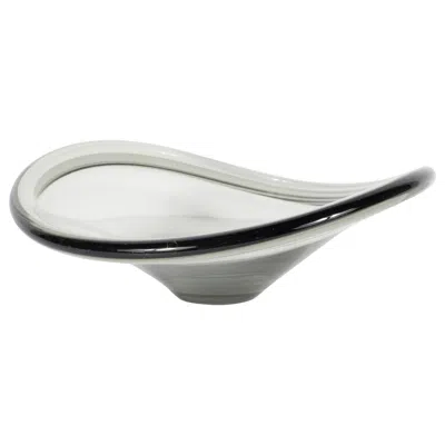 Pre-owned Holmegaard Mid-century Modernist Smoked Glass Curved Bowl By  Of Denmark In Gray