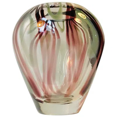 Pre-owned Holmegaard Midcentury Striped  Art Glassglass Vase By Michael Bang , 1960s In Brown