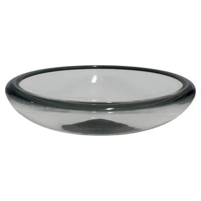 Pre-owned Holmegaard Monumental Signed  Smoked Art Glass Centerpiece Bowl, Denmark, 17.5" In Gray