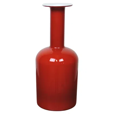 Pre-owned Holmegaard Otto Brauer Danish Modern Red & White Cased Glass Gulvvase For