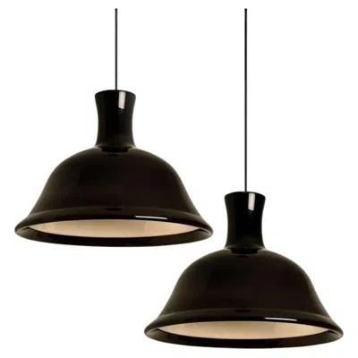 Pre-owned Holmegaard Pair Of Aubergine  Hanging Lamps By Michael Bang, 1970 In Black