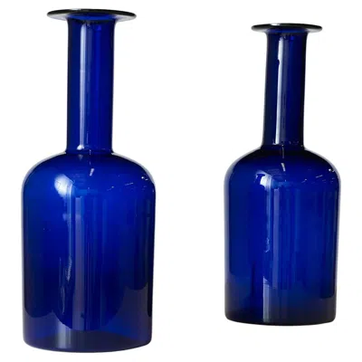 Pre-owned Holmegaard Pair Of Gulvase Vases By Otto Brauer In Purple