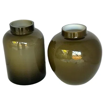 Pre-owned Holmegaard Pair Of Large Cased Glass Vases Attrubuted To  Glassworks Denmark 1960 In Black