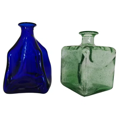 Pre-owned Holmegaard Pair Of Mid Century Kluk Kluk Bottles By Jacob E. Bang For , Denmark In Purple