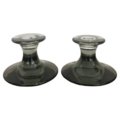 Pre-owned Holmegaard Per Lutken For For  Scandinavian Midcentury Glass Candleholder 1960s In Black