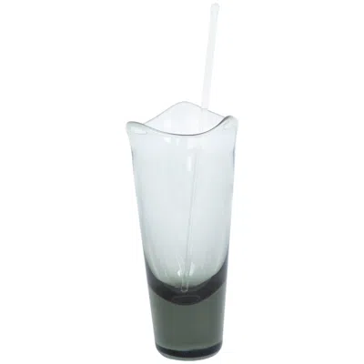 Pre-owned Holmegaard Per Lutken For  Danish Modern Smoke Glass Martini Mixer With Stirrer In Black