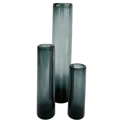Pre-owned Holmegaard Per Lutken  Glass Denmark Smoked Glasss Vases, Set Of Three (3) In Transparent