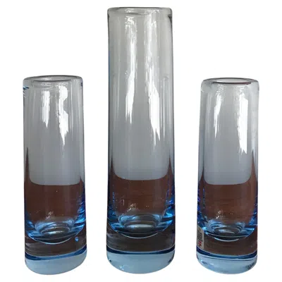 Pre-owned Holmegaard Per Lutken Scandinavian Mid-century Light Blue Glass Vases, Holmegar, 1960s
