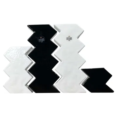 Pre-owned Holmegaard Postmodern Black And White Glass Candleholder Halskov & Dalsgaard