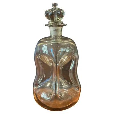 Pre-owned Holmegaard Rare Smoked Glass With Crown Stopper "kluck-kluck" Decanter By  In Brown