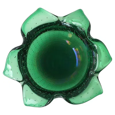 Pre-owned Holmegaard Scandinavian Modern Emerald Green Art Glass Bowl, Organic Modern, 1960s Denmark