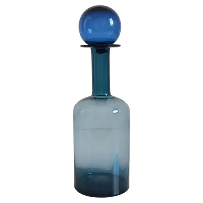 Pre-owned Holmegaard Scandinavian Modern Otto Bauer For  Blue Glass Bottle Decanter
