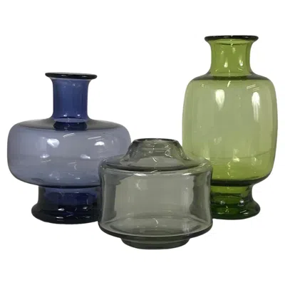 Pre-owned Holmegaard Scandinavian Modern Per Lutken Blown Glass Vessels,  Group 3 Pcs 1950 In Clear
