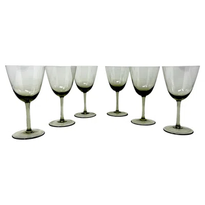 Pre-owned Holmegaard Set 6 Danish Modern Gray Handblown Aperitif Glasses, Mcm 1960s Denmark Art Glass