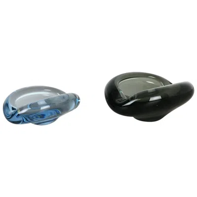 Pre-owned Holmegaard Set Of 2 Glass Shell Bowl Ashtray By Per Lutken For , Denmark, 1960s In Gray