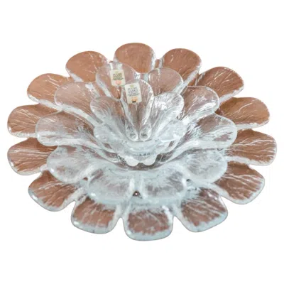 Pre-owned Holmegaard Set Of 3 Danish  Flower Bowls Crystal Glass Mid-century Design, 60-70s In Gray