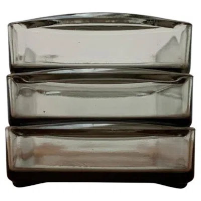 Pre-owned Holmegaard Set Of 3 Mid-century Danish Cabaret Glass Trays From , 1960s In Gray