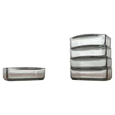 Pre-owned Holmegaard Set Of 5 Small Mid-century Danish Cabaret Glass Tray Bowls From  In Gray