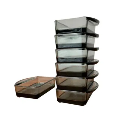 Pre-owned Holmegaard Set Of 7 Small Midcentury Danish Cabaret Glass Tray Bowls From , 1960s In Brown