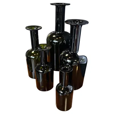 Pre-owned Holmegaard Set Of Five 'gulvase' By Otto Brauer For  In Bottle Green