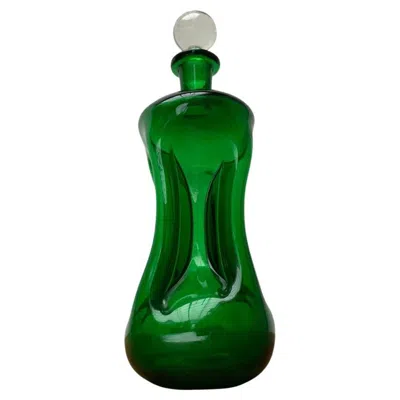 Pre-owned Holmegaard Vintage Danish Green Glass Kluk Kluk Bottle From , 1970s