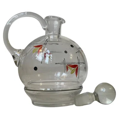 Pre-owned Holmegaard Vintage Hand Painted  Glass Decanter By Jacob E. Bang, 1950s In Gray