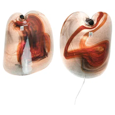 Pre-owned Holmegaard Vintage Set Of 2 Art Glass Wall Lamps By Per Lütken From 1970s In Sand