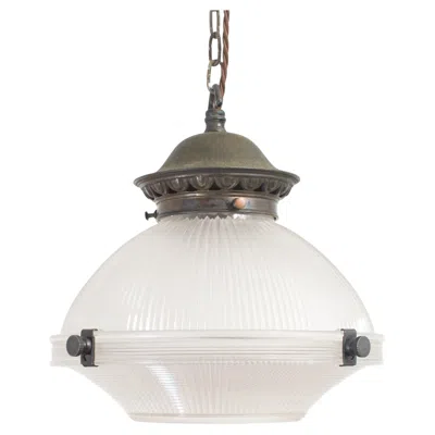 Pre-owned Holophane Antique  Prismatic Glass Church Kitchen Island Pendant Light In Transparent