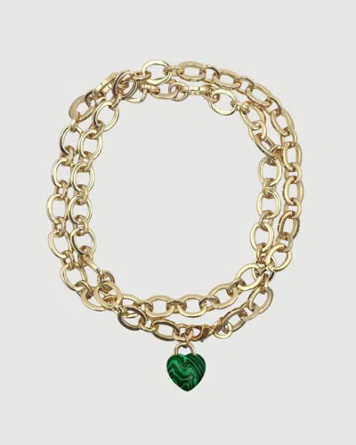 Holst + Lee Chunky Oval Link Necklace Gold And Malachite