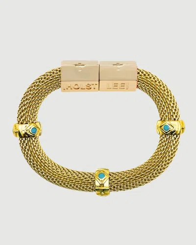 Holst + Lee Classic Mesh Bracelet Gold With Turquoise