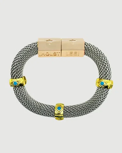 Holst + Lee Classic Mesh Bracelet Two Tone With Turquoise In Silver