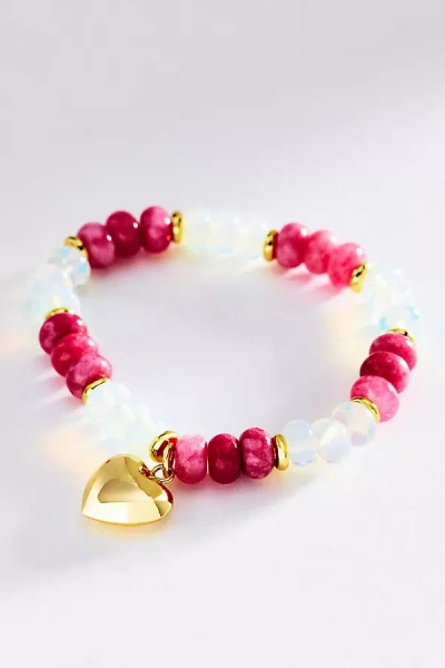 Holst + Lee Gem Heart Bracelet In Pink