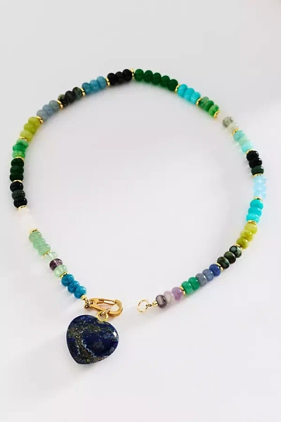 Holst + Lee Gem Heart Necklace In Blue