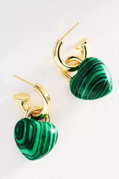 Holst + Lee Heart Locket Earrings In Green