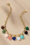 Holst + Lee Semi Precious Heart Charm Necklace In Multi