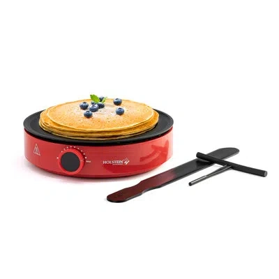 Holstein Housewares 12 Inch Electric Crepe Maker & Nonstick Griddle For Versatile Cooking Of Crepes, Quesadillas, Pancak In Red