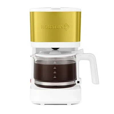 Holstein Housewares 5 Cup Coffee Maker Pause N Serve, One-touch Operation, Non-stick Warming Plate, Water Level Indicato In White