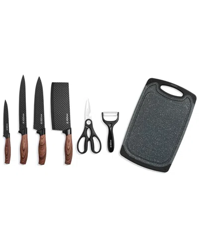 Holstein Housewares 7pc Cutting Board & Knife Set In Black