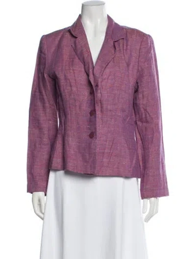 Pre-owned Holt Renfrew Linen Printed Blazer In Purple