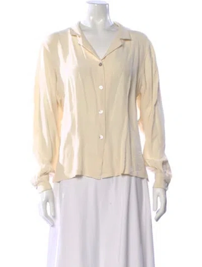 Pre-owned Holt Renfrew Silk Long Sleeve Blouse In Neutral