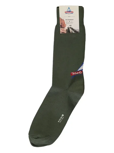 Holubar Logo-jacquard Socks In Green