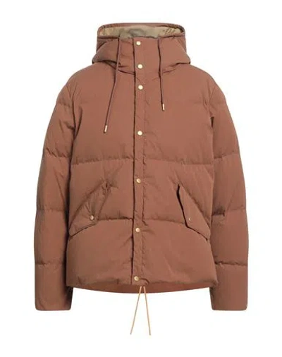 Holubar Man Down Jacket Brown Size L Cotton, Nylon
